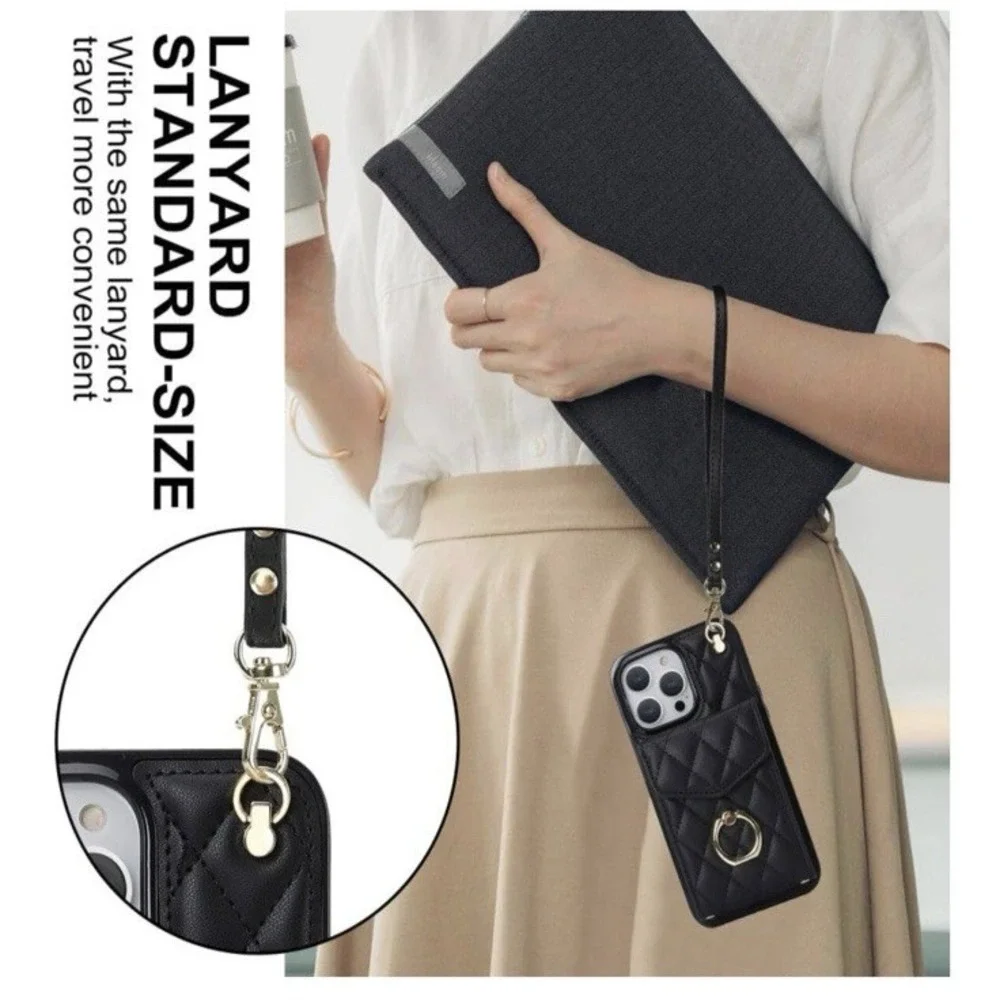 Crossbody Womens Leather Zipper Magnetic Card Wallet Phone Case Purse‎ Wine NEW